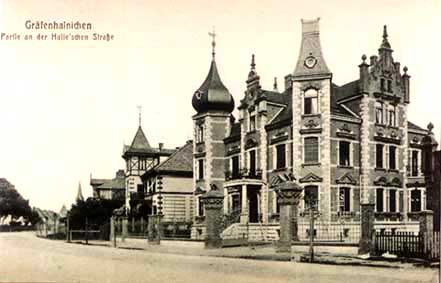 Foto der Postkarte -Partie an der Halleschen Strae- in Grfenhainichen